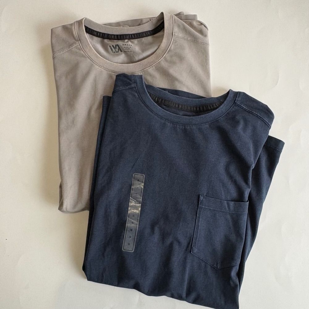 VRST Men's Small Essential Pocket Tee Bundle Set of 2 Navy Gray Basic Minimalist